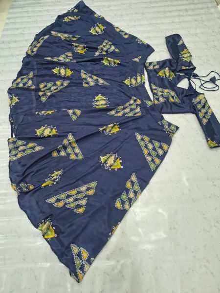 Bold Blue Chinon Silk Digital Printed Lehenga Choli with Dupatta at Wholesale Rate Designer Lehenga Choli