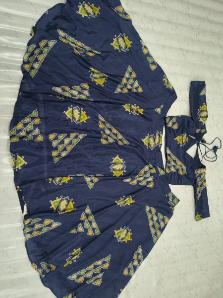 Bold Blue Chinon Silk Digital Printed Lehenga Choli with Dupatta at Wholesale Rate Designer Lehenga Choli