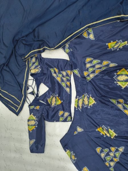 Bold Blue Chinon Silk Digital Printed Lehenga Choli with Dupatta at Wholesale Rate Designer Lehenga Choli