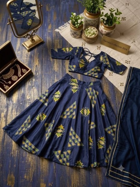 Bold Blue Chinon Silk Digital Printed Lehenga Choli with Dupatta at Wholesale Rate Designer Lehenga Choli