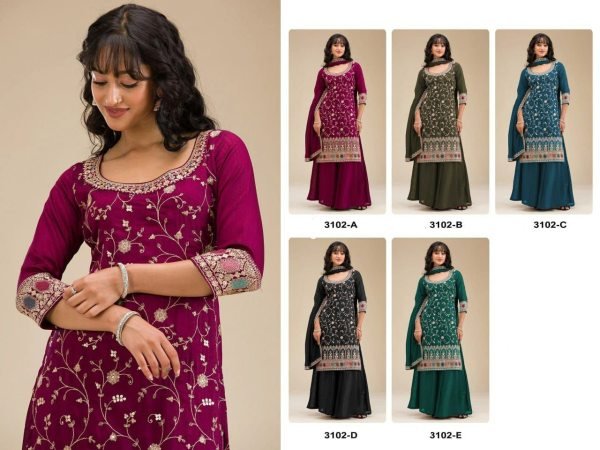 Bold Blue Wedding Special Embroidery Suit Set in Blooming Vichitra Fabric Designer Plazzo Salwar Suits Wholesale