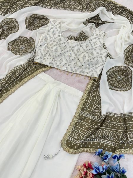 Bold Cream Designer Indo Western Dhoti Set with Real Mirror Work For Wedding Function Ready To Wear Saree 