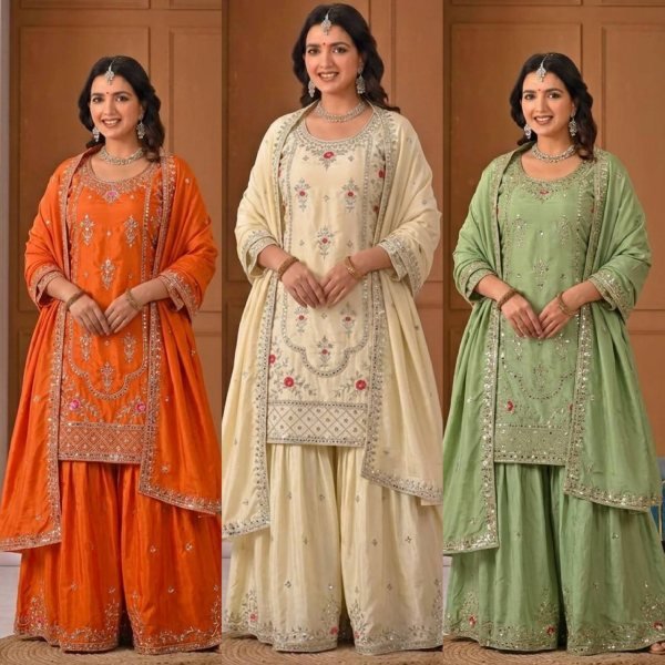 Bold Cream Natural Crepe Suit Collection for Boutique and Reseller Buyers Ready To Wear Collection