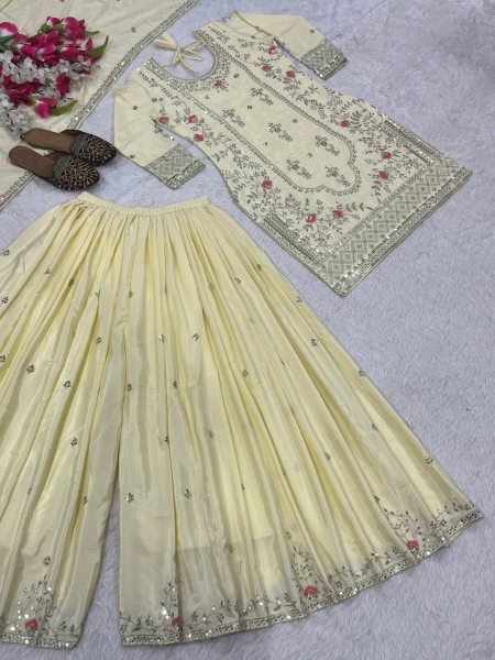 Bold Cream Natural Crepe Suit Collection for Boutique and Reseller Buyers Ready To Wear Collection