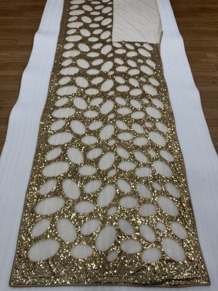 Bold Golden Designer Butterfly Net Saree with Heavy Front and Back Embroidered Blouse Bollywood Fancy Sarees Wholesale