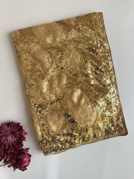 Bold Golden Designer Butterfly Net Saree with Heavy Front and Back Embroidered Blouse Bollywood Fancy Sarees Wholesale
