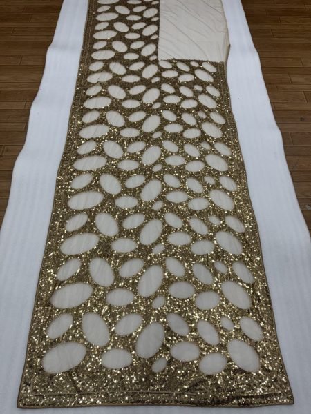 Bold Golden Designer Butterfly Net Saree with Heavy Front and Back Embroidered Blouse Bollywood Fancy Sarees Wholesale