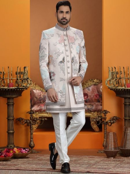 Bold Light Pink Embroidered Suit Set in Dupion Art Silk Fabric Collection 