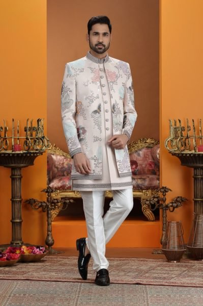 Bold Light Pink Embroidered Suit Set in Dupion Art Silk Fabric Collection Kurta Pajama Wholesale