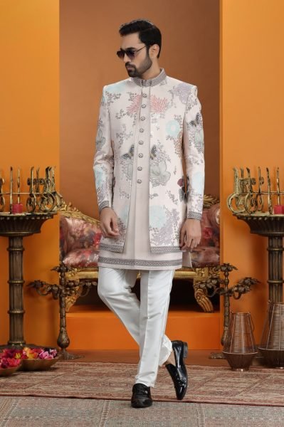 Bold Light Pink Embroidered Suit Set in Dupion Art Silk Fabric Collection Kurta Pajama Wholesale