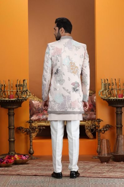 Bold Light Pink Embroidered Suit Set in Dupion Art Silk Fabric Collection Kurta Pajama Wholesale