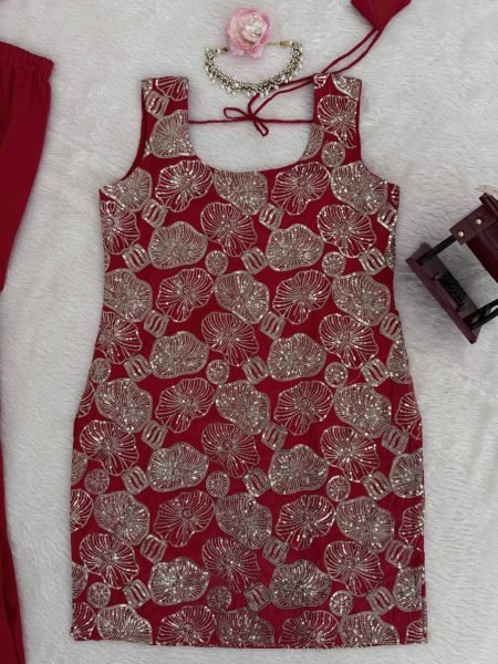 Bold Maroon Simmer Silk Top Sharara Set with Embroidery And Lace Border Dupatta Ready To Wear Collection