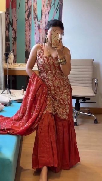 Bold Maroon Simmer Silk Top Sharara Set with Embroidery And Lace Border Dupatta Ready To Wear Collection