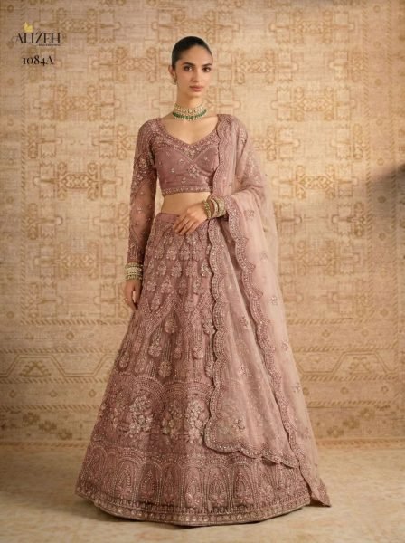 Bold Mavue Butterfly Net Lehenga Set at Wholesale Rate for Wedding Collection Bridal Lehenga Choli