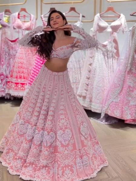 Bold Pink Lehenga Set with Rainbow Sequins for Festive Collection at Manufacturer Price  Lehenga