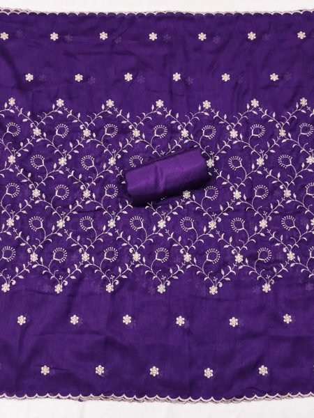 Bold Purple Party Wear Vichitra Silk Suit with Premium Embroidery Work Color Set Matching Dress Material Wholesale