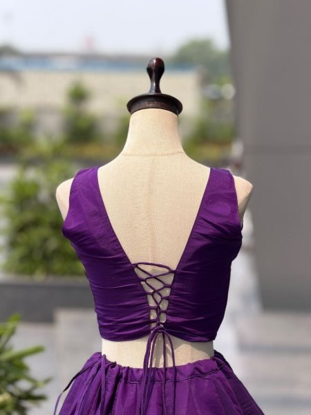Bold Purple Roman Silk Navratri Lehenga Choli with Mirror and Kodi Work for Dandiya  Navratri Lehnega Choli
