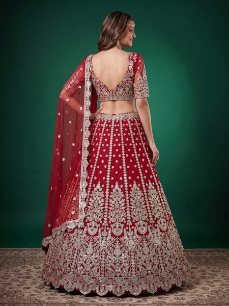 Bold Red Bridal Lehenga with Embroidered Net Dupatta at Manufacturer Rate Bridal Lehenga Choli