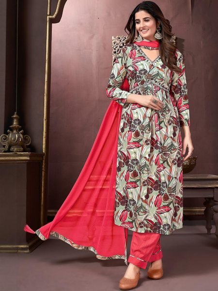 Bold Red Premium Riyon Co Ord Set with Dupatta for Daily Wear  Straight Cut Long Kurtis