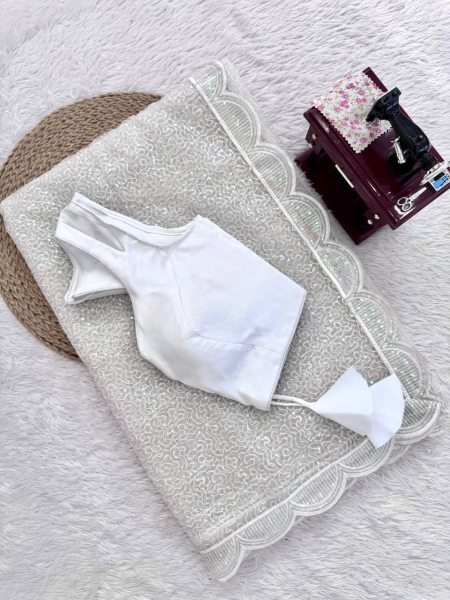 Bold White Soft Net Embroidered Saree with Unstitched Blouse for Wedding  Net Sarees Wholesale