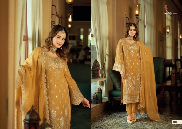 Bold Yellow Designer Soft Organza Suit Set with Heavy Silk Bottom For Wedding Pakistani Suits Wholesale