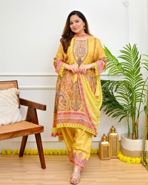 Bold Yellow Plus Size Maslin Kurti with Mirror and Thread Work at Manufacturer  Embroidery Kurtis 