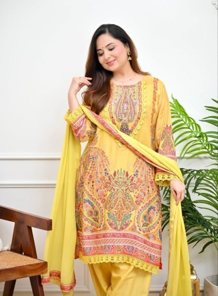 Bold Yellow Plus Size Maslin Kurti with Mirror and Thread Work at Manufacturer  Embroidery Kurtis 