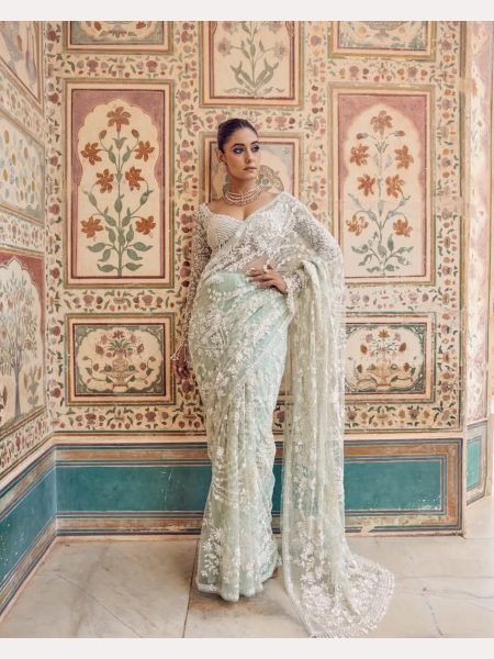 Bollywood Style  Heavy Designer  Mono net Saree with   Beautiful Zalar attached  pallu Bollywood Fancy Sarees Wholesale