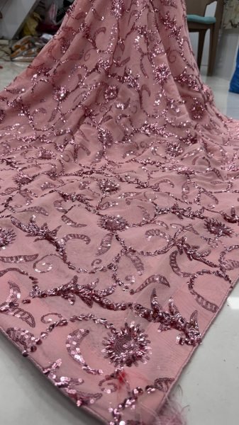 Bollywood Pink Sequins Saree with Mulberry Silk Blouse for Party Wear Bollywood Fancy Sarees Wholesale
