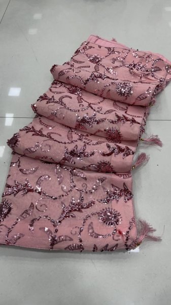 Bollywood Pink Sequins Saree with Mulberry Silk Blouse for Party Wear Bollywood Fancy Sarees Wholesale