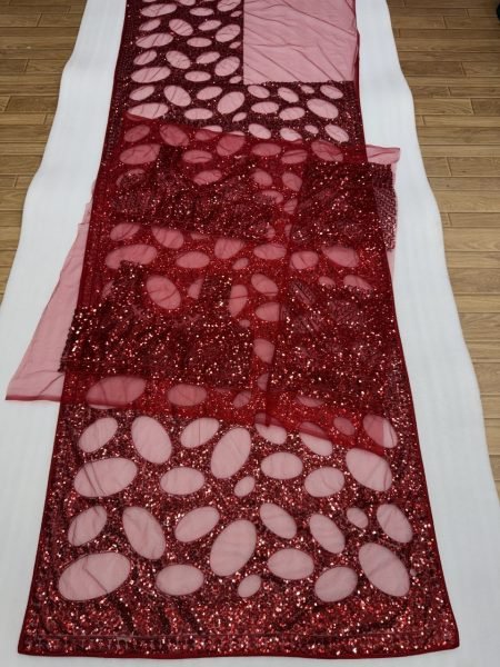 Bollywood Red Heavy Embroidered Butterfly Net Saree with Designer Blouse For Events Bollywood Fancy Sarees Wholesale