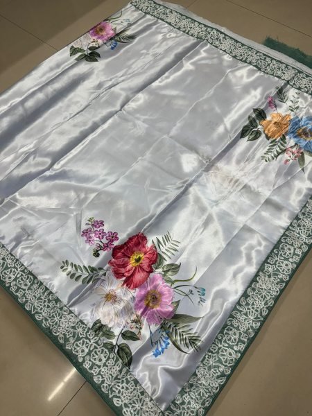 Bollywood Satin Madhuri Dixit Inspired Satin Silk Saree Cocktail Party Wear New Summer Collection Silk Sarees Wholesale