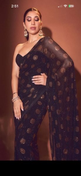 Bollywood Style Black Faux Georgette Sequins Saree with Heavy Embroidery for Party Wear Bollywood Fancy Sarees Wholesale