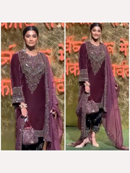 Bollywood Style Designer Velvet Dress with Embroidery Sequence work Ready To Wear Collection