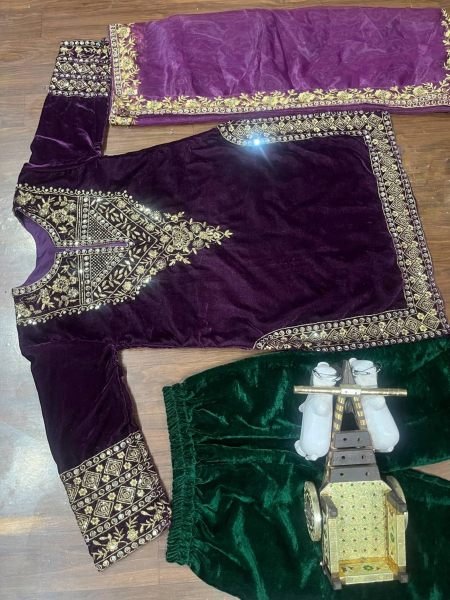Bollywood Style Designer Velvet Dress with Embroidery Sequence work Ready To Wear Collection