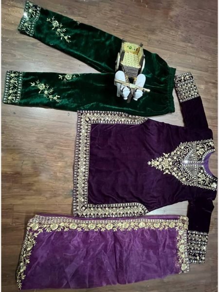 Bollywood Style Designer Velvet Dress with Embroidery Sequence work Ready To Wear Collection