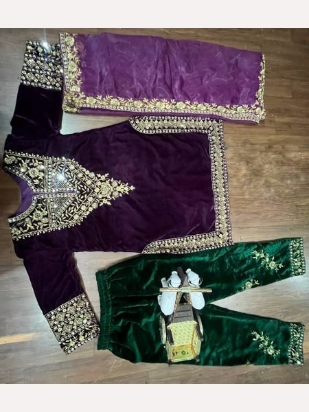 Bollywood Style Designer Velvet Dress with Embroidery Sequence work Ready To Wear Collection