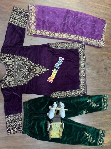 Bollywood Style Designer Velvet Dress with Embroidery Sequence work Ready To Wear Collection