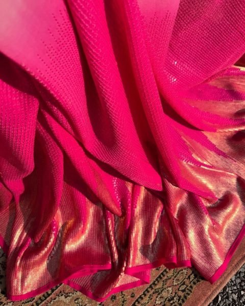 Bollywood Style Dual Color Georgette Saree with Dual Sequins Work Bollywood Fancy Sarees Wholesale