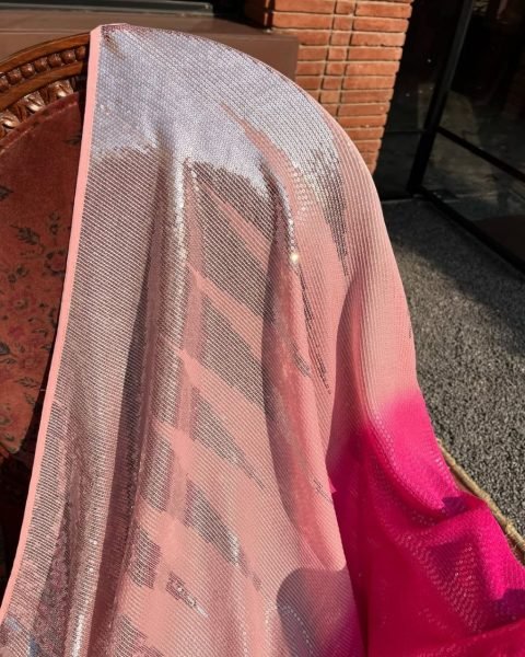 Bollywood Style Dual Color Georgette Saree with Dual Sequins Work Bollywood Fancy Sarees Wholesale