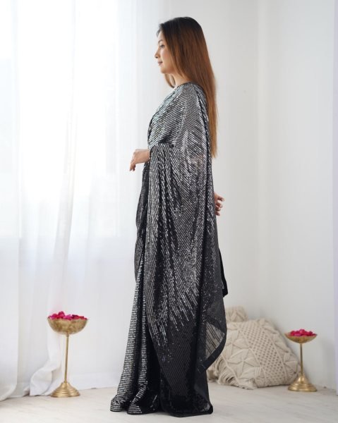 Bollywood Style Multicolored Sequin Embroidered Saree Georgette Partywear with Blouse Online Supplier at Best Rate  Georgette Sarees Wholesale