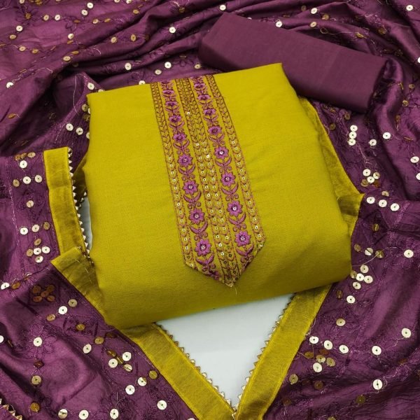  BOMBAY COTTON TIE & DAMAN MULTI & SQUANCE WORK DRESS MATERIAL Punjabi Dress Materials Wholesale