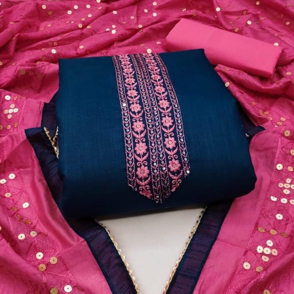  BOMBAY COTTON TIE & DAMAN MULTI & SQUANCE WORK DRESS MATERIAL Punjabi Dress Materials Wholesale