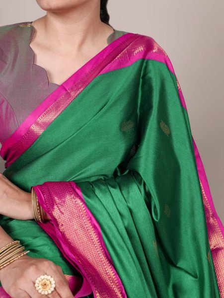 Bottle Green Cotton Silk Saree with Traditional Paithani Weaving  At Low Price Silk Sarees Wholesale