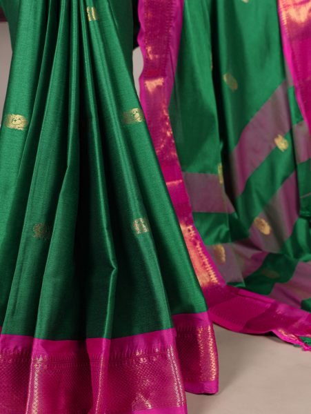 Bottle Green Cotton Silk Saree with Traditional Paithani Weaving  At Low Price Silk Sarees Wholesale