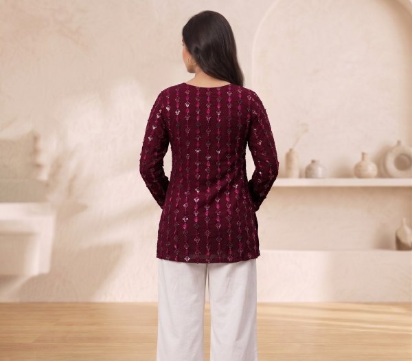 Boutique Collection Georgette short straight cut kurti  For Women s casual outings Full Set Kurti