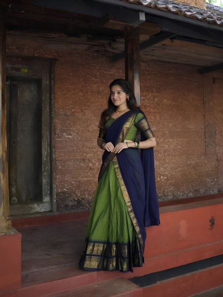 Boutique Quality Green Kanjivaram Silk Half Saree Lehenga Choli for Weddings  Lehenga