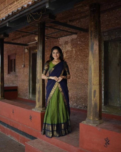 Boutique Quality Green Kanjivaram Silk Half Saree Lehenga Choli for Weddings Half Saree Lehenga