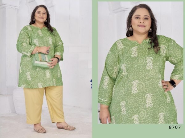 Boutique Style Pista Rayon Slub Tunic for Plus Size Ladies Plus Size Kurti / Gown