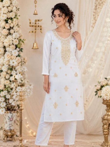 Boutique Style Premium Rayon A-Line Kurti with Matching Pant for Women Comfortable Fit 